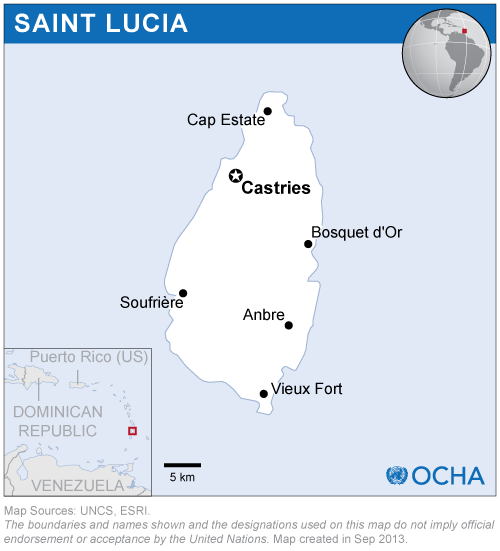 Saint Lucia Cities Map