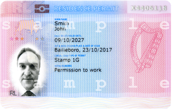 Irish Residence Permit Card