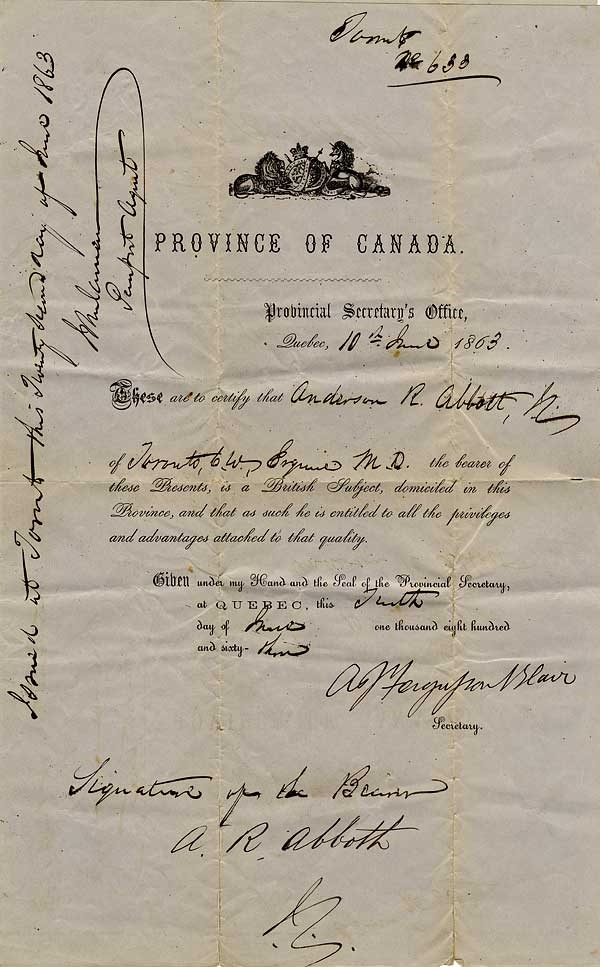 Abbott 1863 Passport